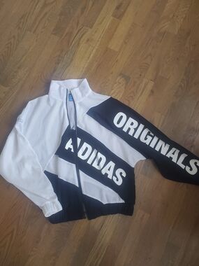 adidas White and Black 'Originals' Mesh Zip Jacket